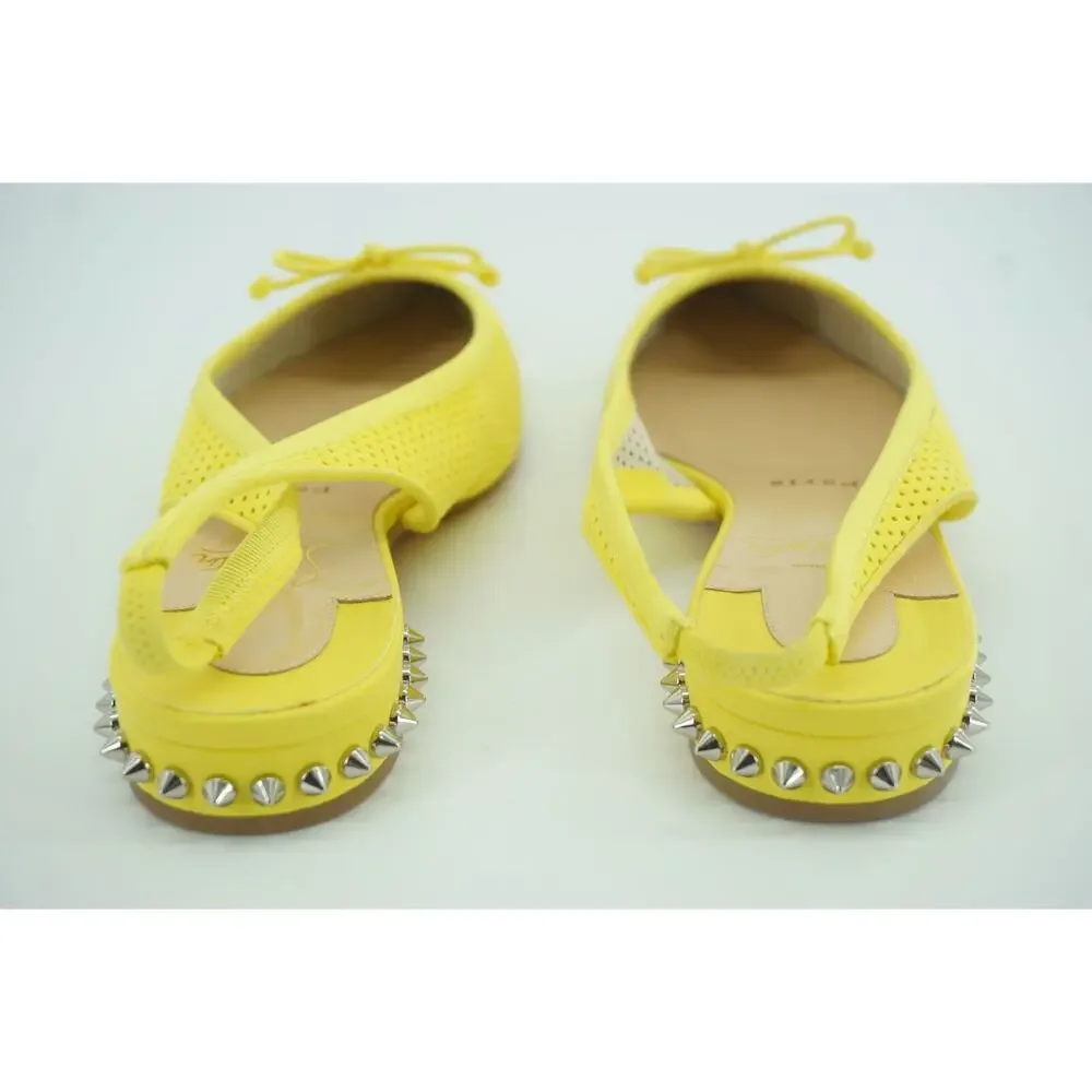 Christian Louboutin Hall Pointy Toe Slingback Ballet Flat Spiked Suede
